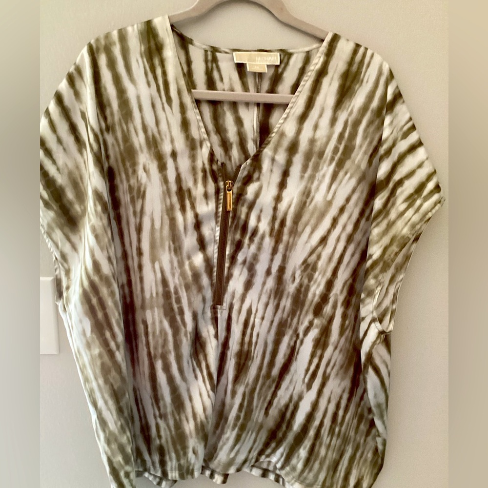 Michael kors green and cream top.